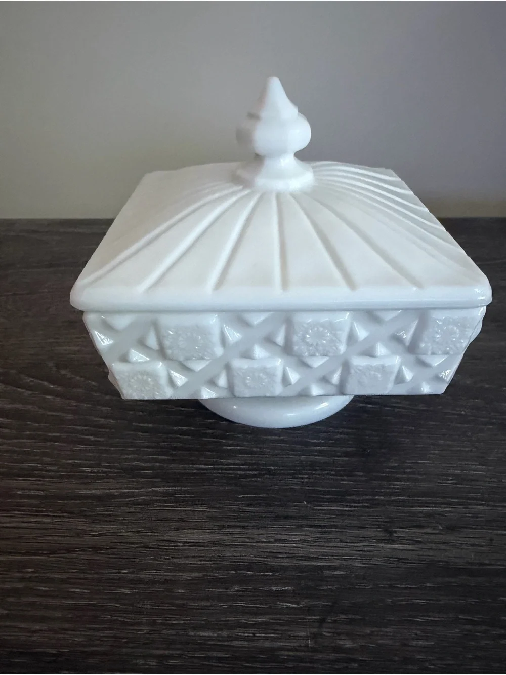 Milk Glass Covered Dish - White Decorative Pedestal Candy Dish